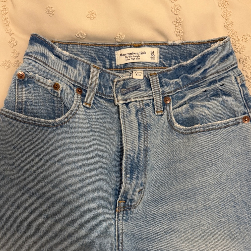 Abercrombie & Fitch Women's Light Blue High Rise Jeans